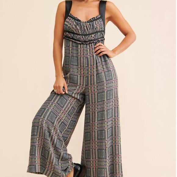 Free People Marley Plaid Jumpsuit Size XS - Picture 2 of 6